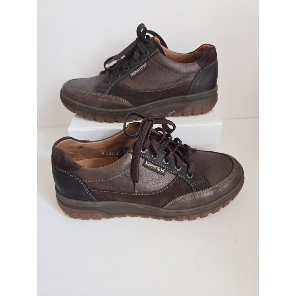 Mephisto Paco Dark Brown Leather Lace Up Shock Absorber Causal Sneaker Shoes 7.5